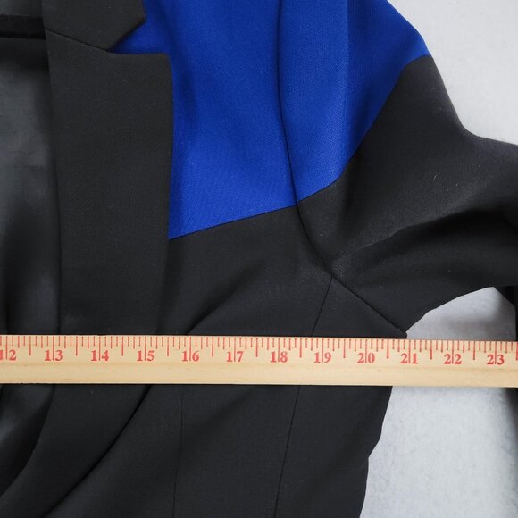 BCBG MAXAZRIA Jacket Womens Large Black Blue Single Button Blazer Career Office - Picture 3 of 11